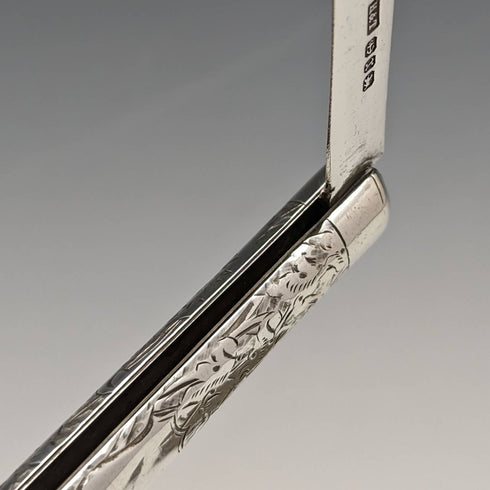 1897 British antique sterling silver folding pen knife Hilliard and Thomason with case